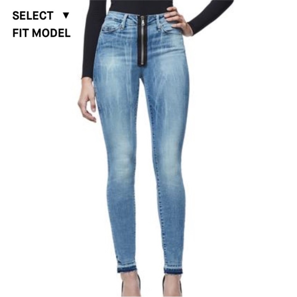 GOOD AMERICAN good waist exposed front zipper raw hem women’s 4 / 27